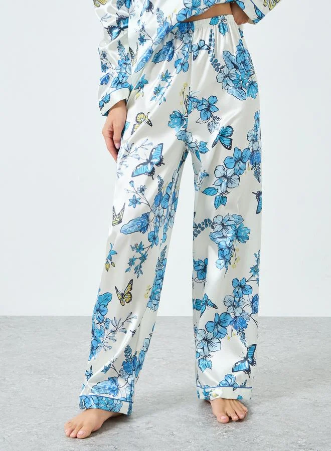 Take Two  Women Satin Floral Printed Shirt and Pyjama Set for Women | Best Price UAE